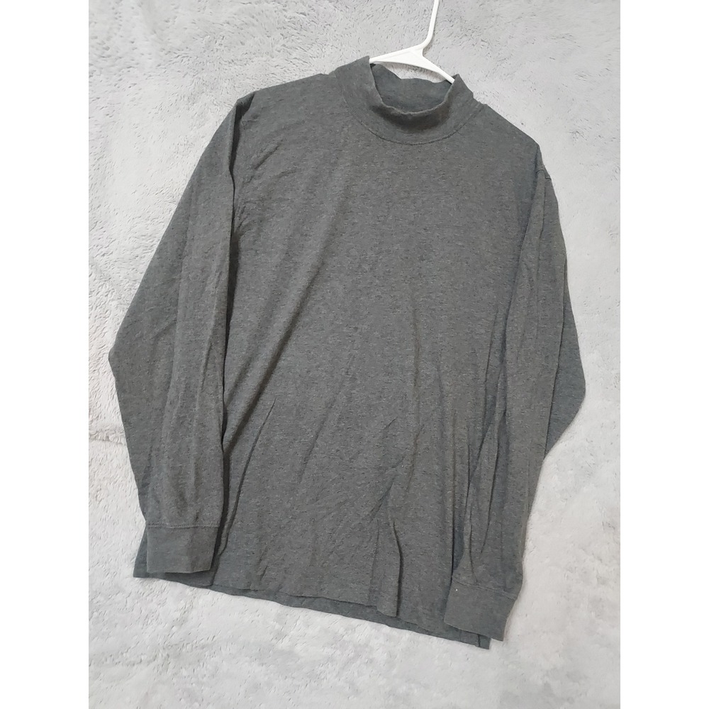 LL Bean Shirt Men Medium Mock Turtleneck Traditional Fit Gray Base Layer Outdoor